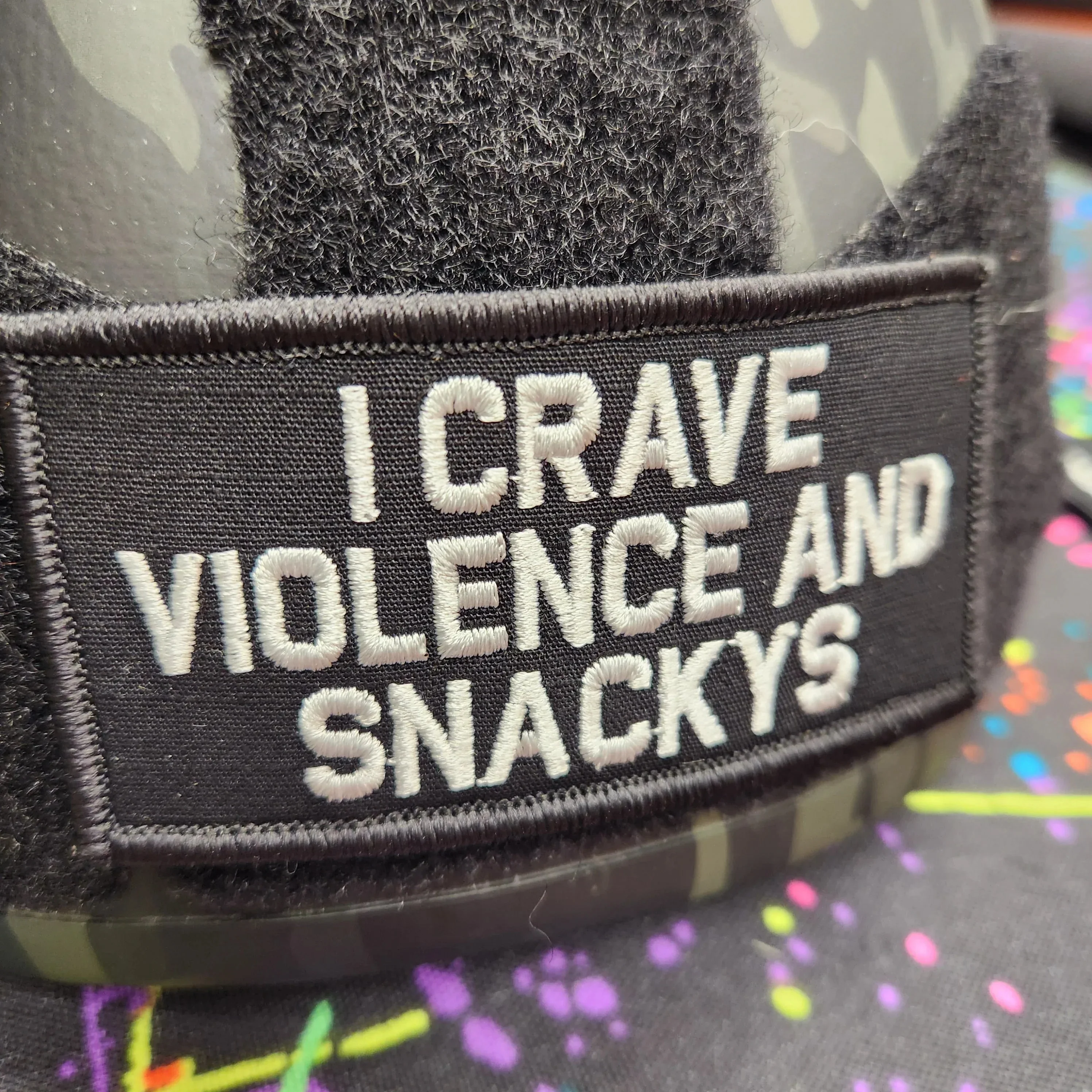 As Seen on Socials - I Crave Violence and Snackys - 2x4 Patch - Multiple Variants - Image 2