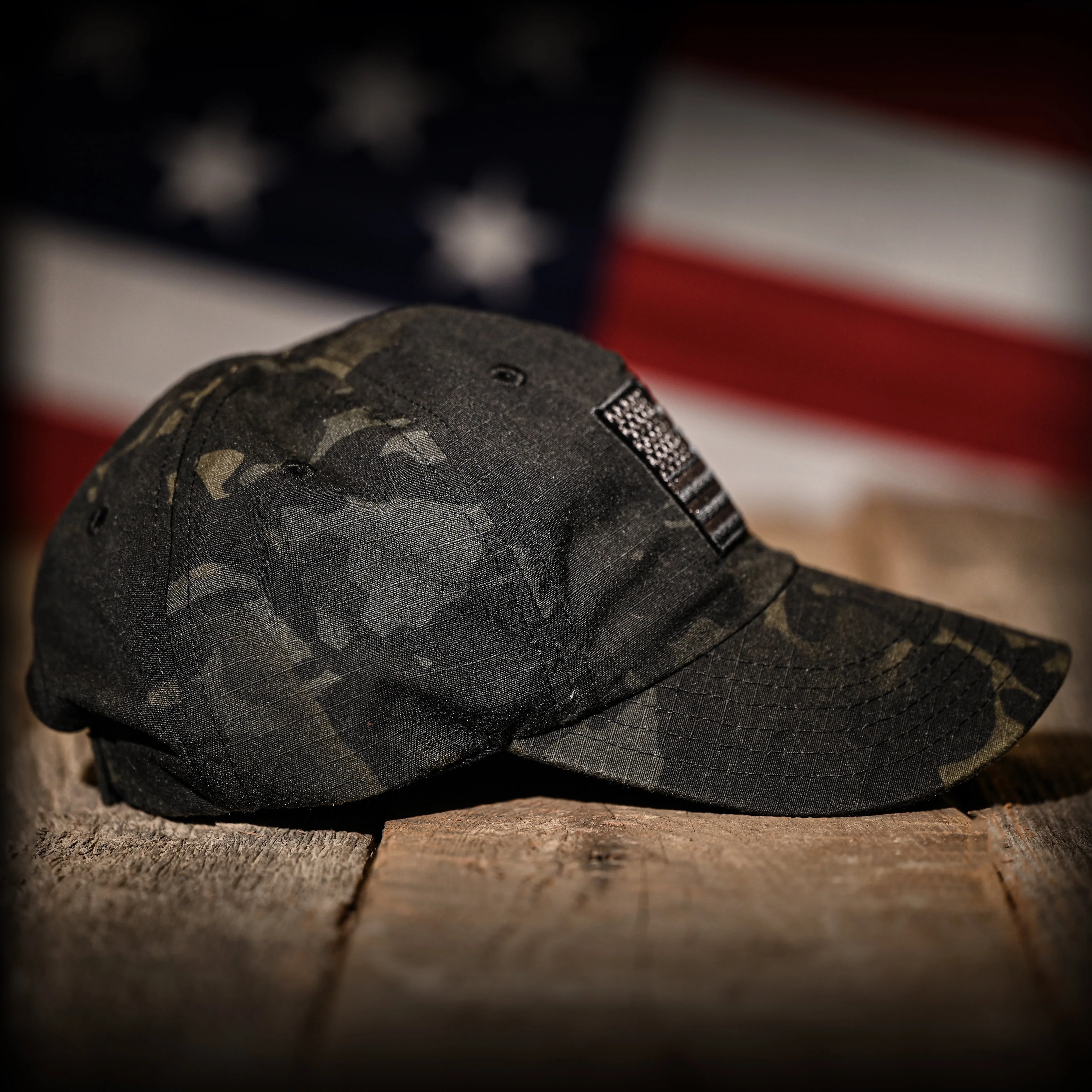 Black Multicam Full Fabric American Flag Range Hat - Image 3
