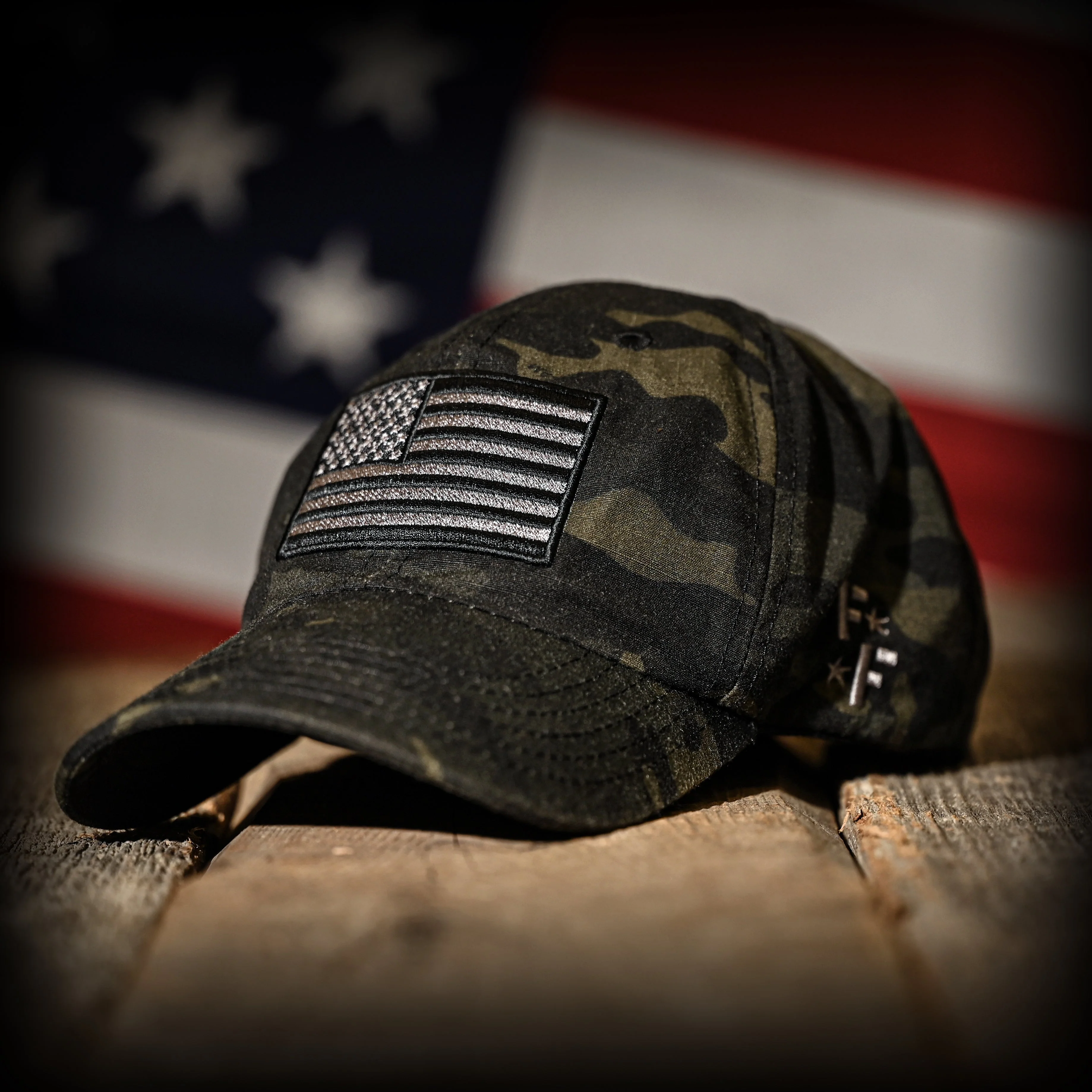 Black Multicam Full Fabric American Flag Range Hat - Image 4