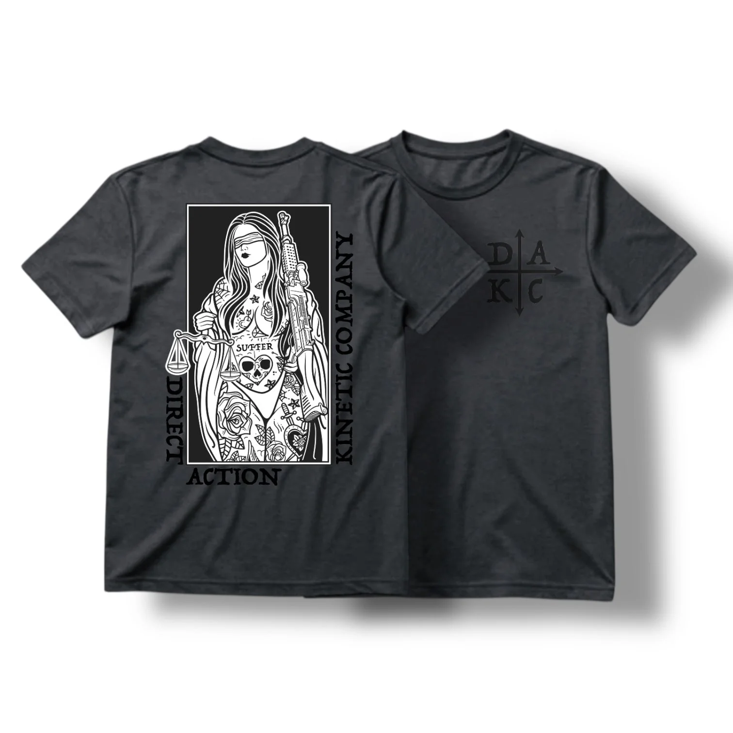 "BLIND JUSTICE" TEE (HEATHER CHARCOAL) - Image 2