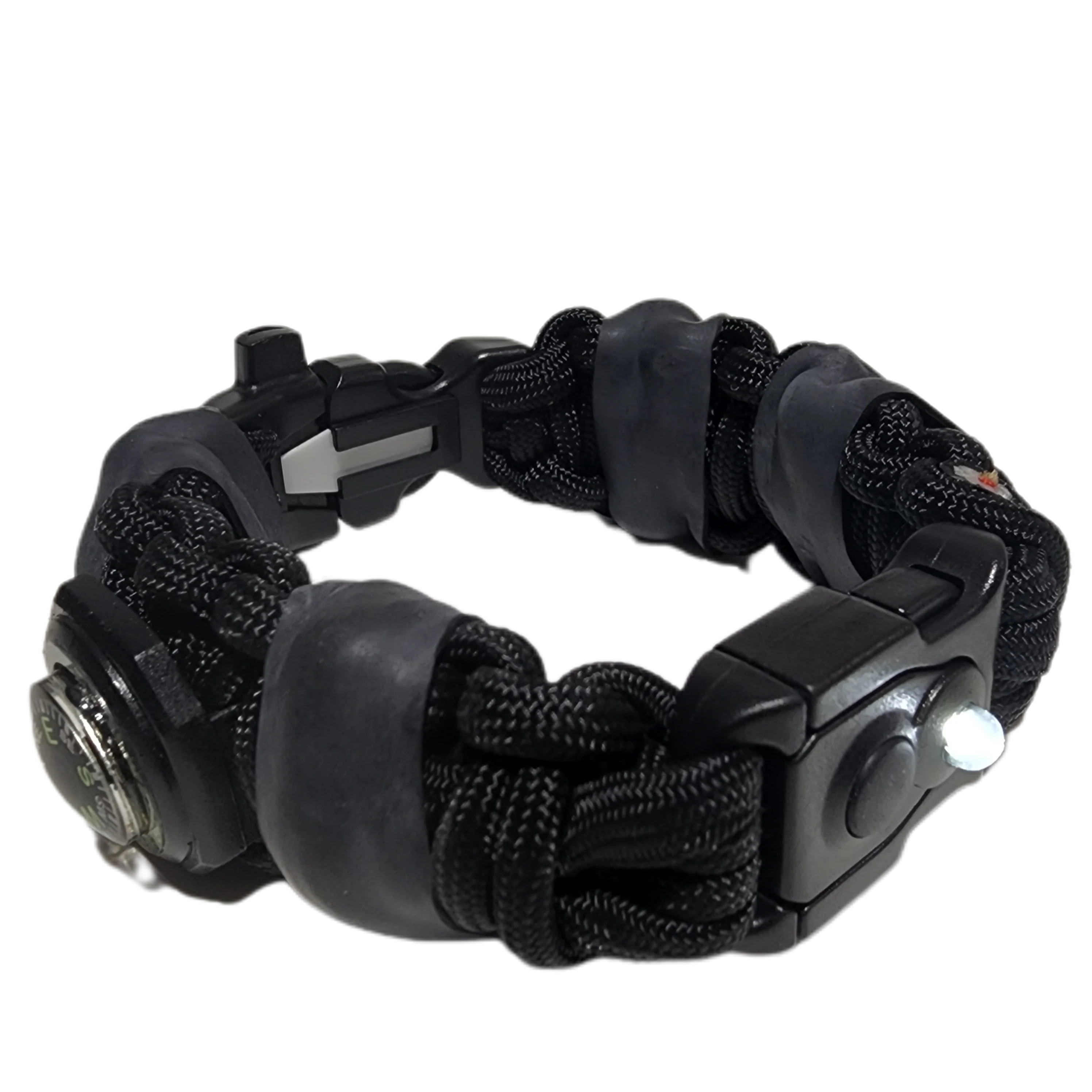 EDC Prepper - Paracord Bracelet Urban Tool Kit Equipped w/ LED Light, fire starter, blade, compass. - Image 26