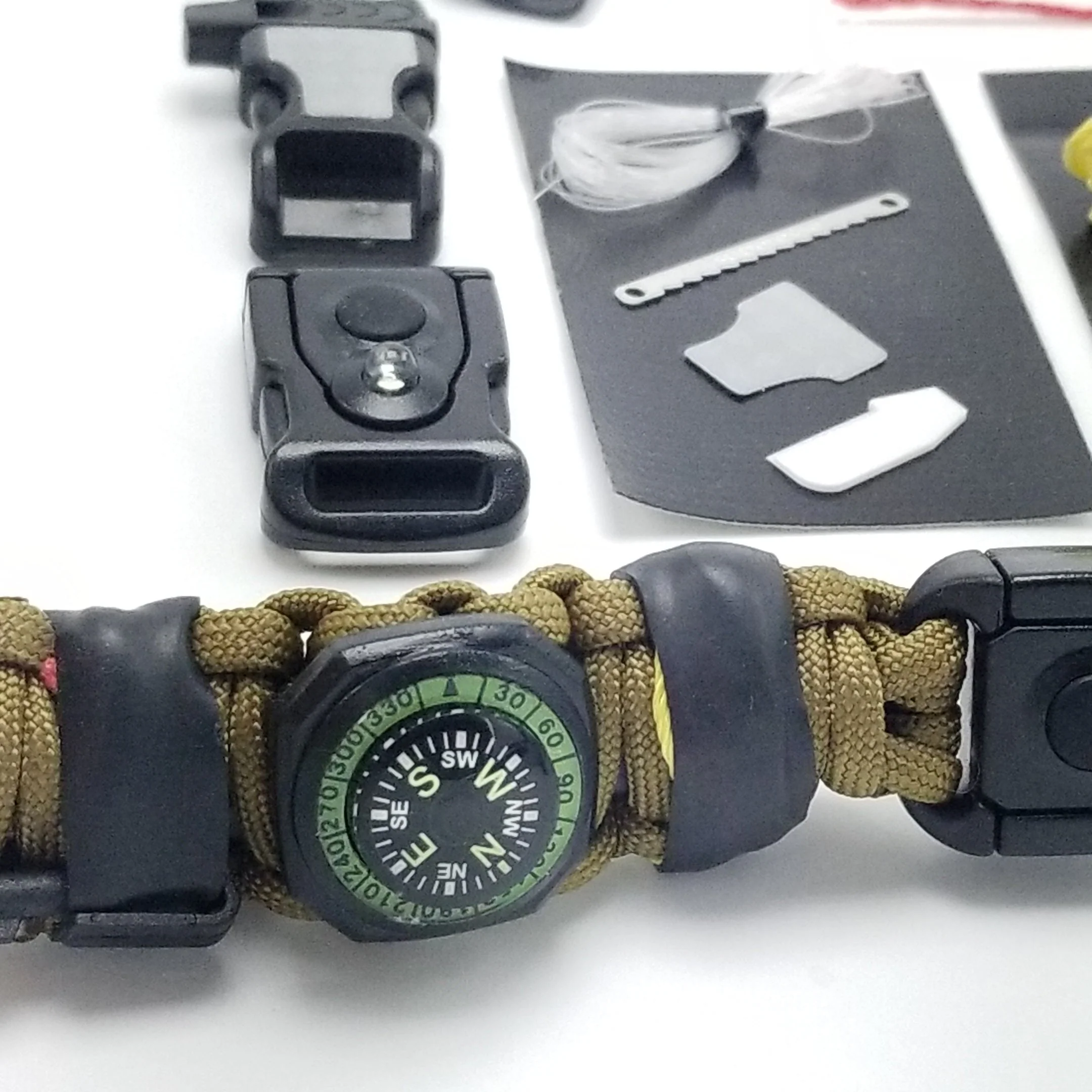 EDC Prepper - Paracord Bracelet Urban Tool Kit Equipped w/ LED Light, fire starter, blade, compass. - Image 36