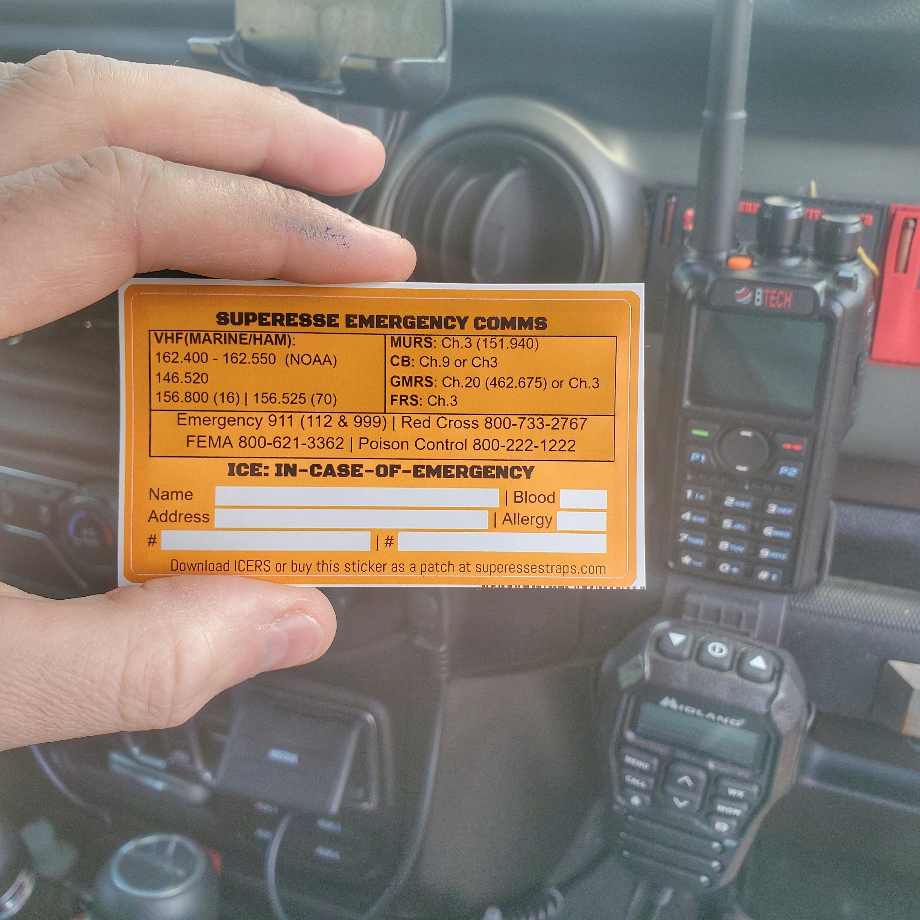 Emergency Comms & ICE Decal - Radio  Frequency/Channel and Telephone Contact Numbers, ICE Card - Image 4