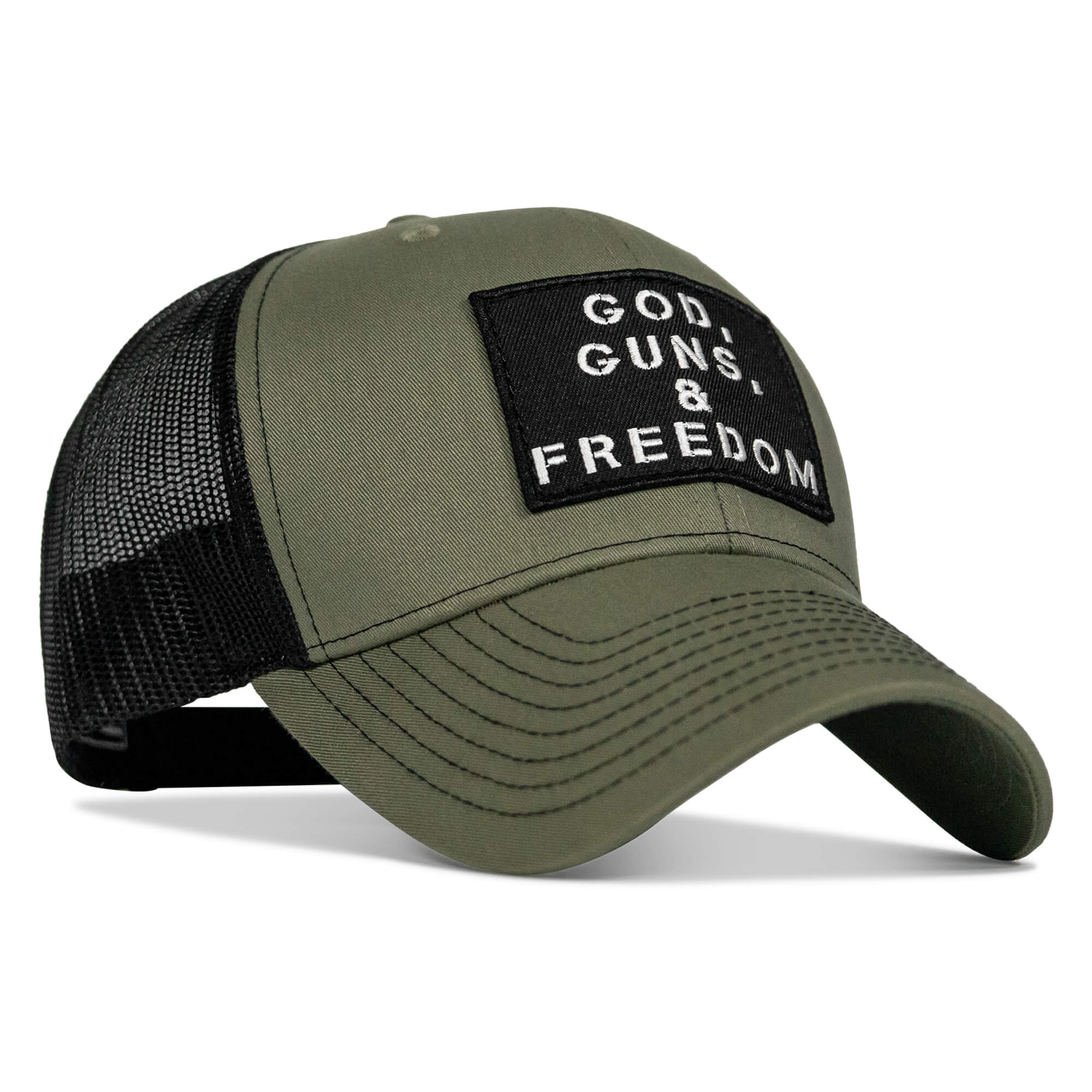 God, Guns, And Freedom Patch Mid-Profile Mesh Snapback Hat - Image 2