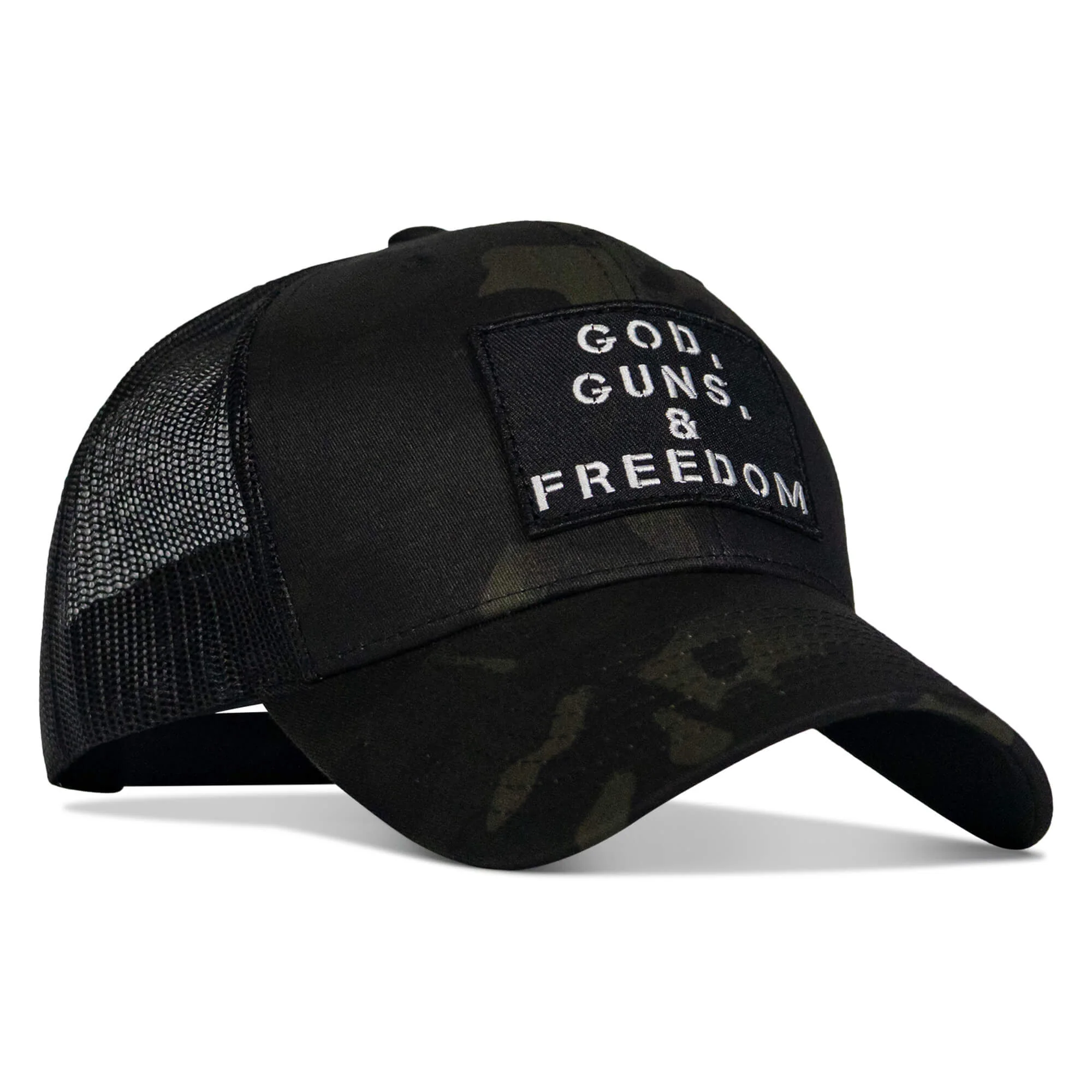 God, Guns, And Freedom Patch Mid-Profile Mesh Snapback Hat - Image 20