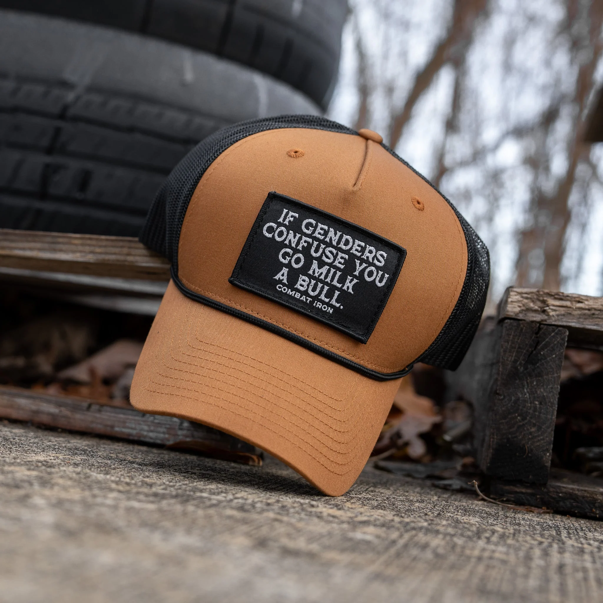 If Gender Confuses You Go Milk A Bull Patch Rope Snapback Hat - Image 9