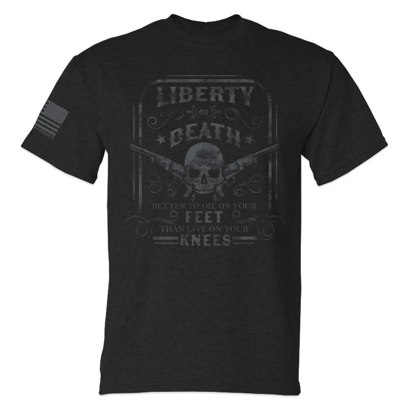 Men's Liberty Or Death Patriotic T-Shirt (Black on Black) - Image 3