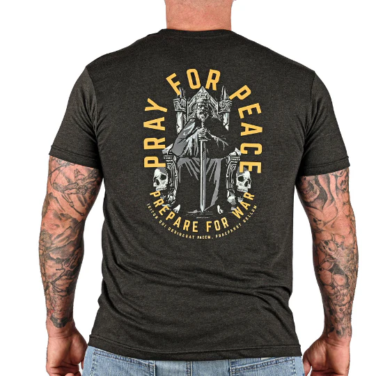 Men's Pray for Peace | Prepare for War Patriotic T-Shirt - Image 3