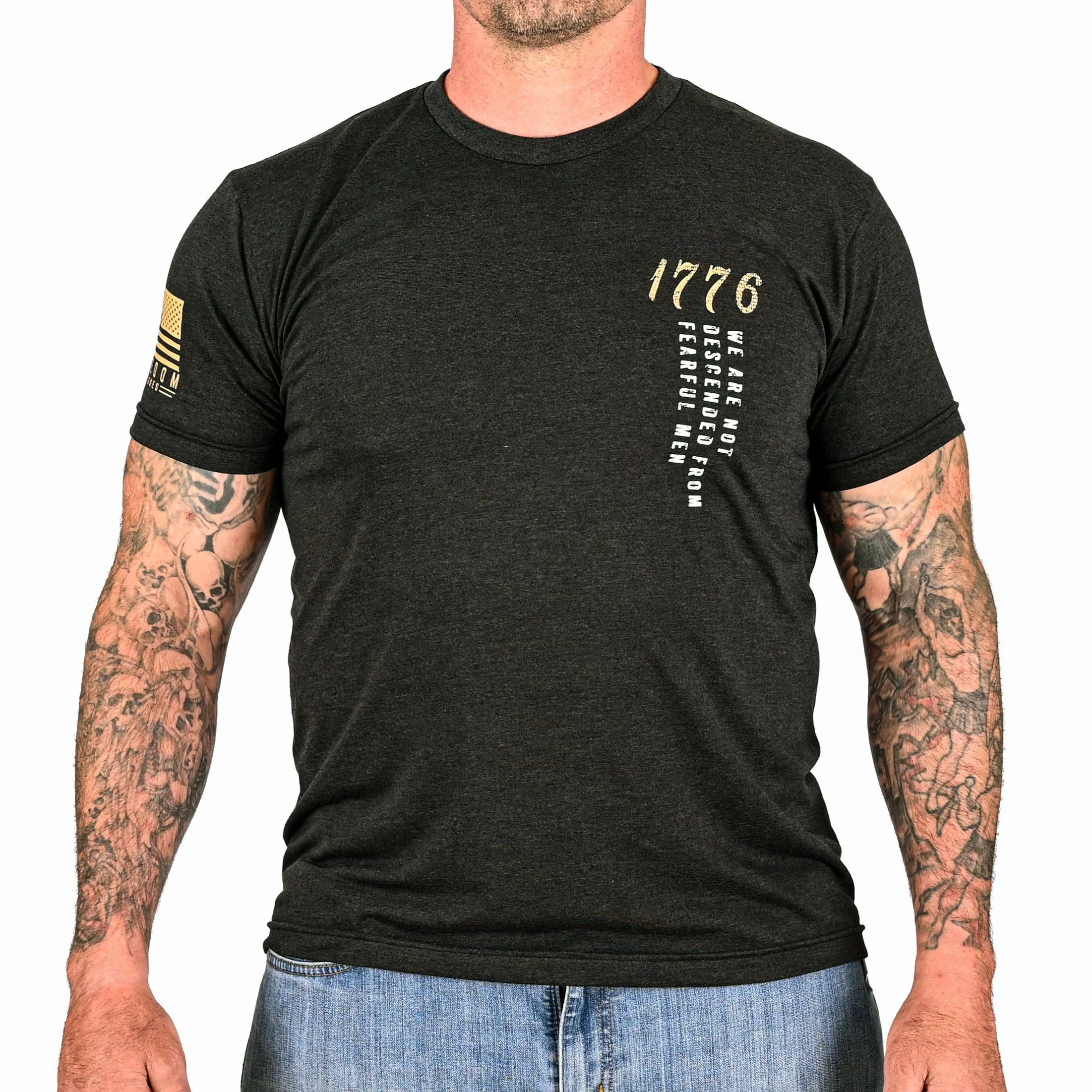 Men's We Are Not Descended from Fearful Men  Patriotic T-Shirt - Heather Black - Image 4