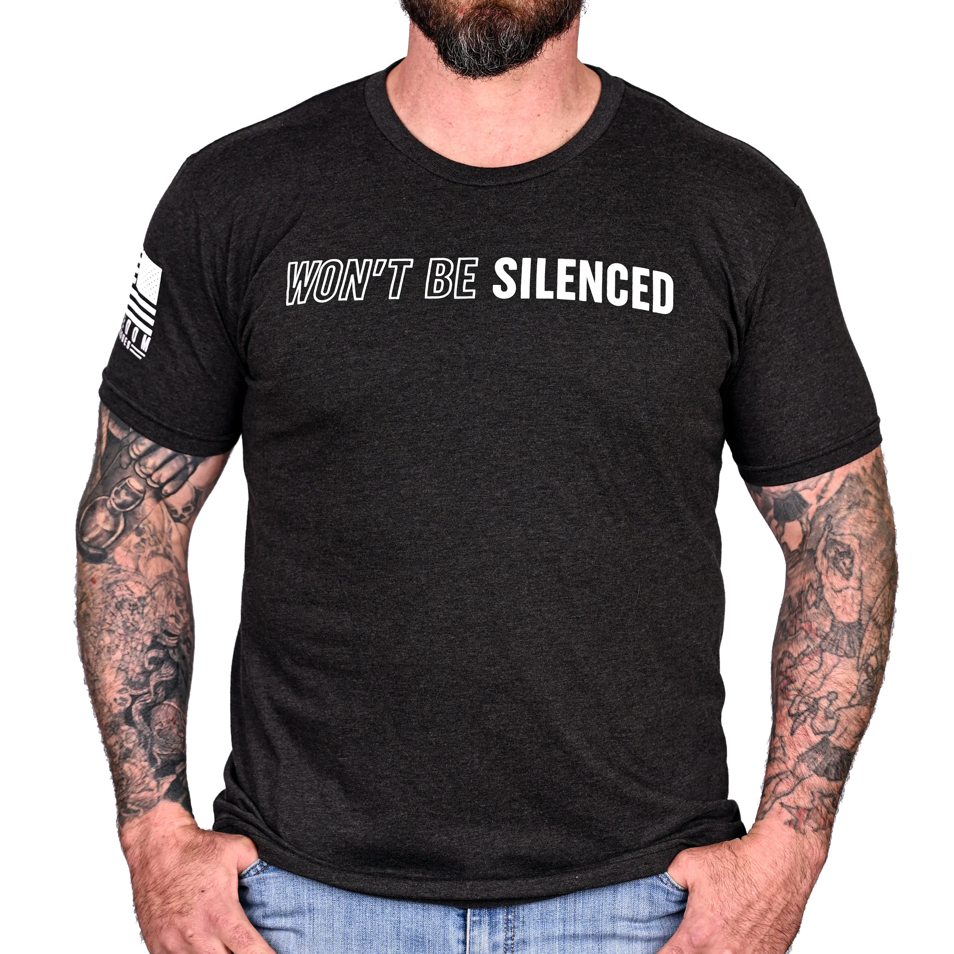 Men's Won't Be Silenced First Amendment Patriotic T-Shirt - Image 3