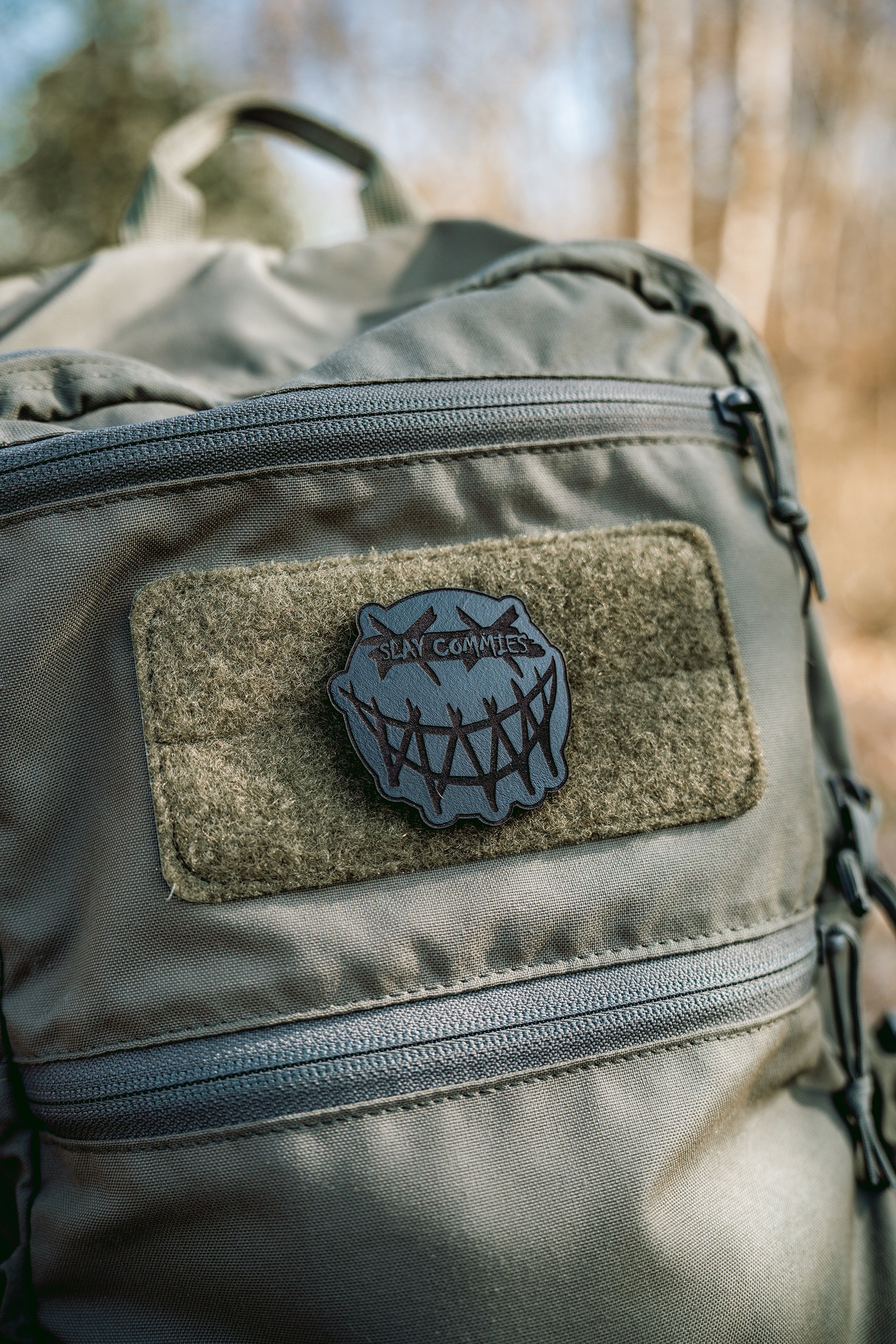 Slay Commies Censored No Sew Leather Patch - Image 2