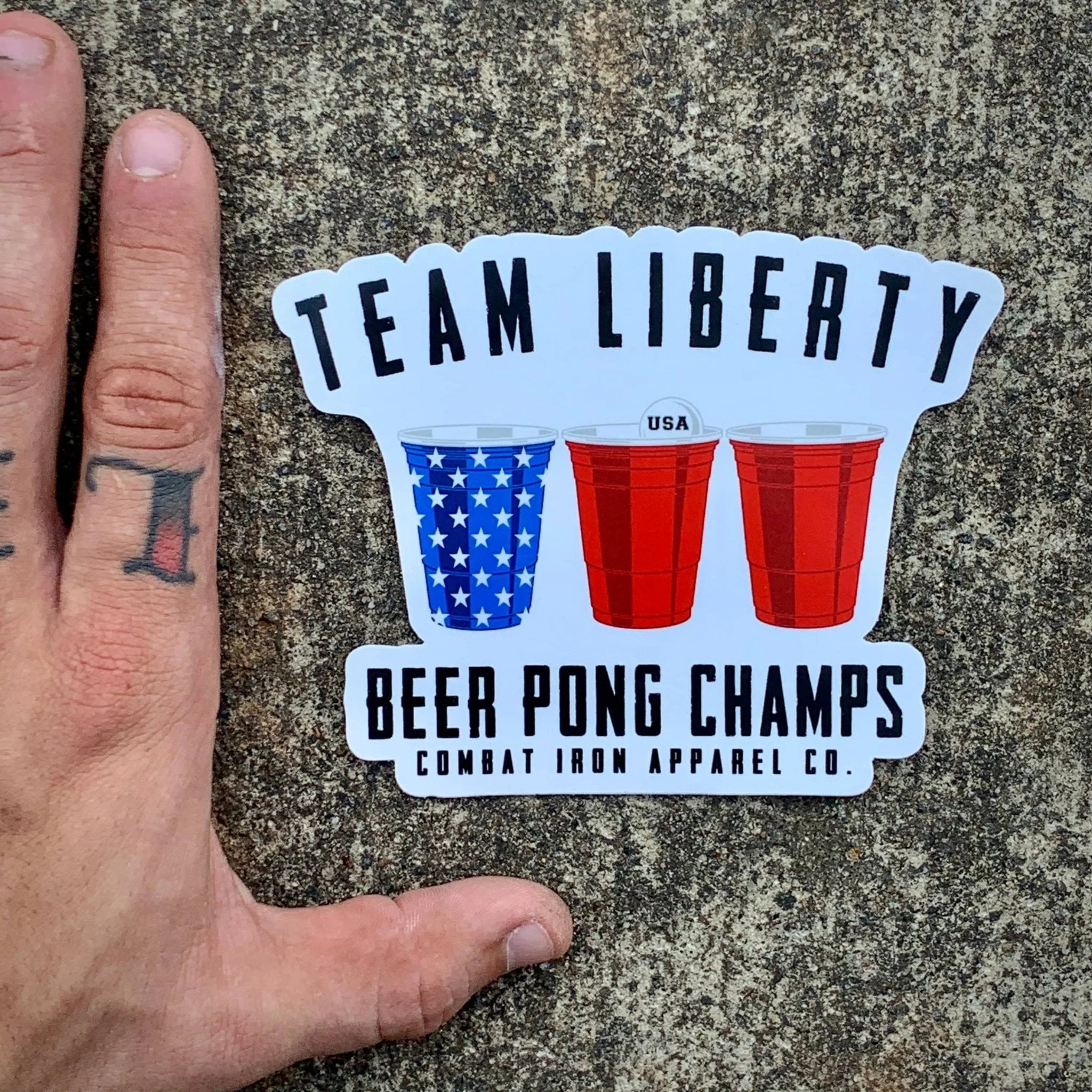 TEAM LIBERTY BEER PONG CHAMPS ALL WEATHER DECAL - Image 2