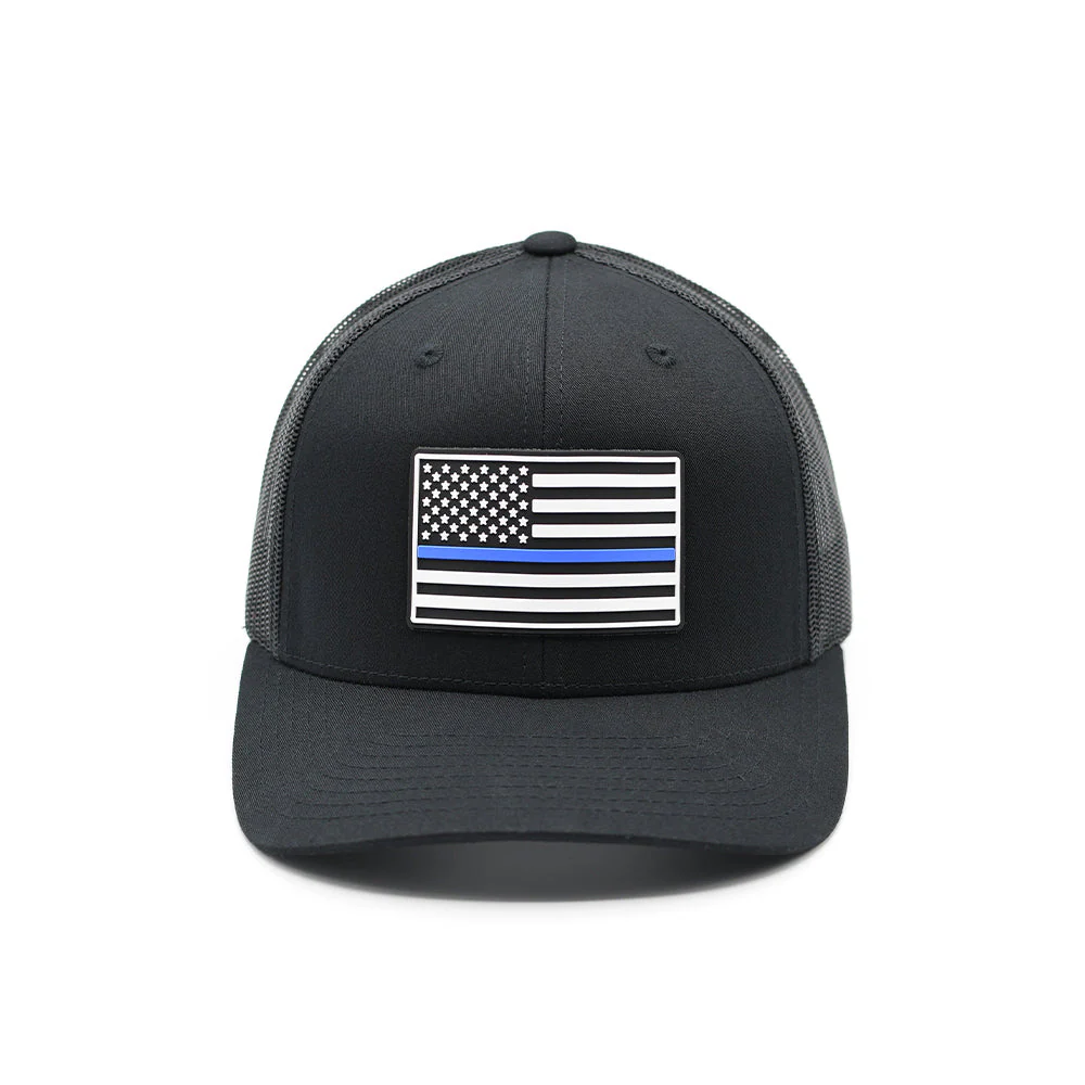 Thin Blue Line Flag PVC Patch Hat - Image 4