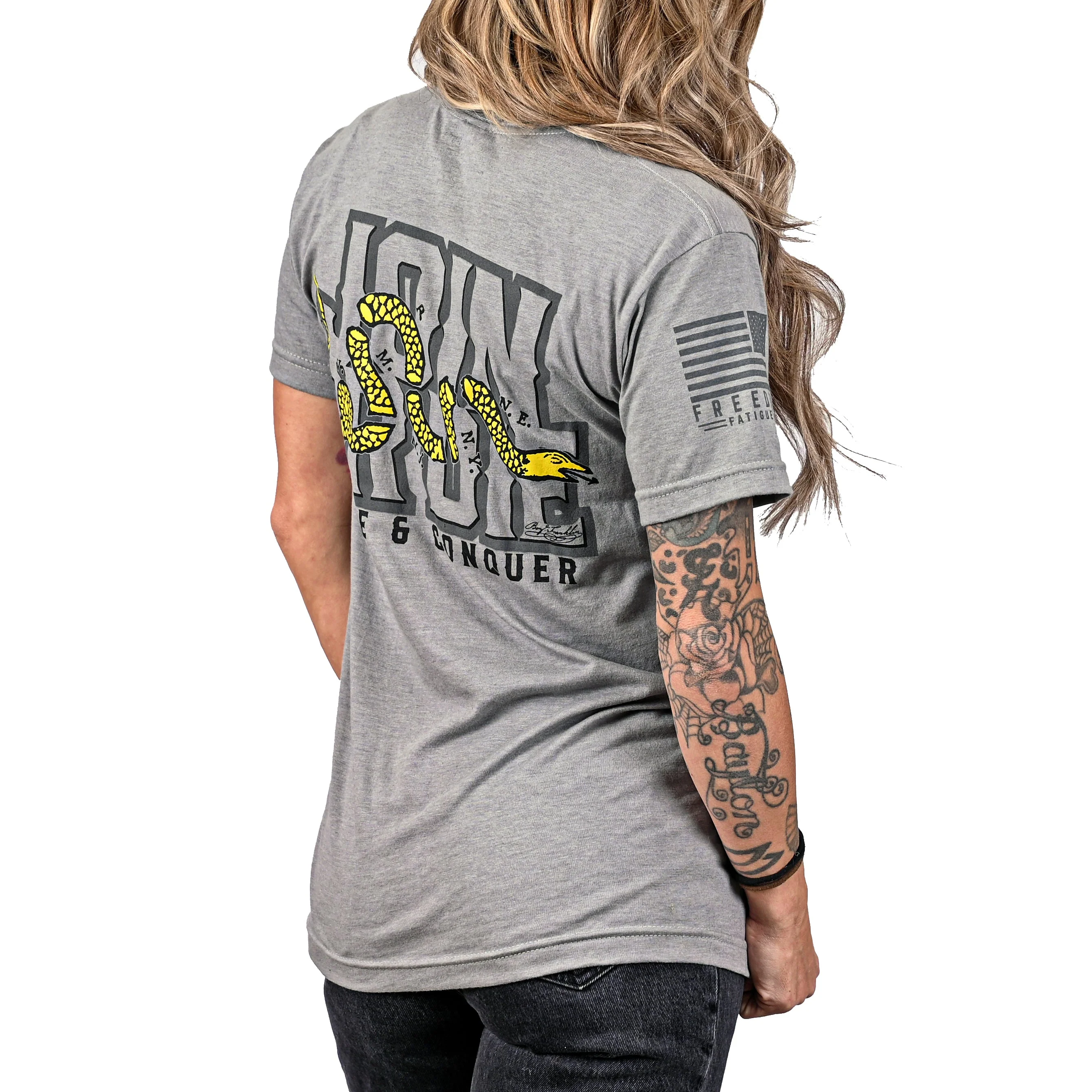 Women's Boyfriend Fit Join or Die Patriotic Tshirt - Image 4