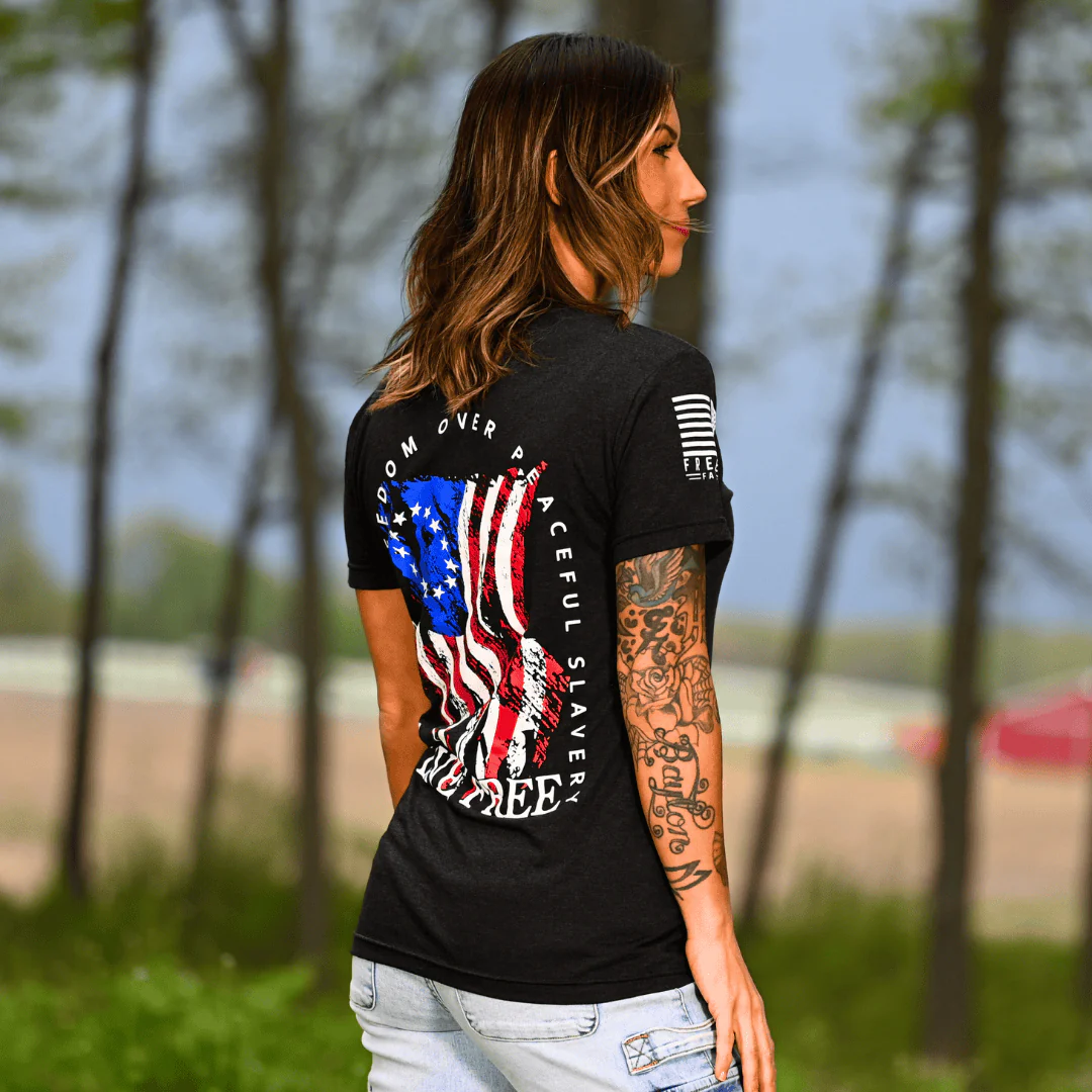 Women's Dangerous Freedom Over Peaceful Slavery Patriotic Boyfriend Fit T-Shirt - Image 3