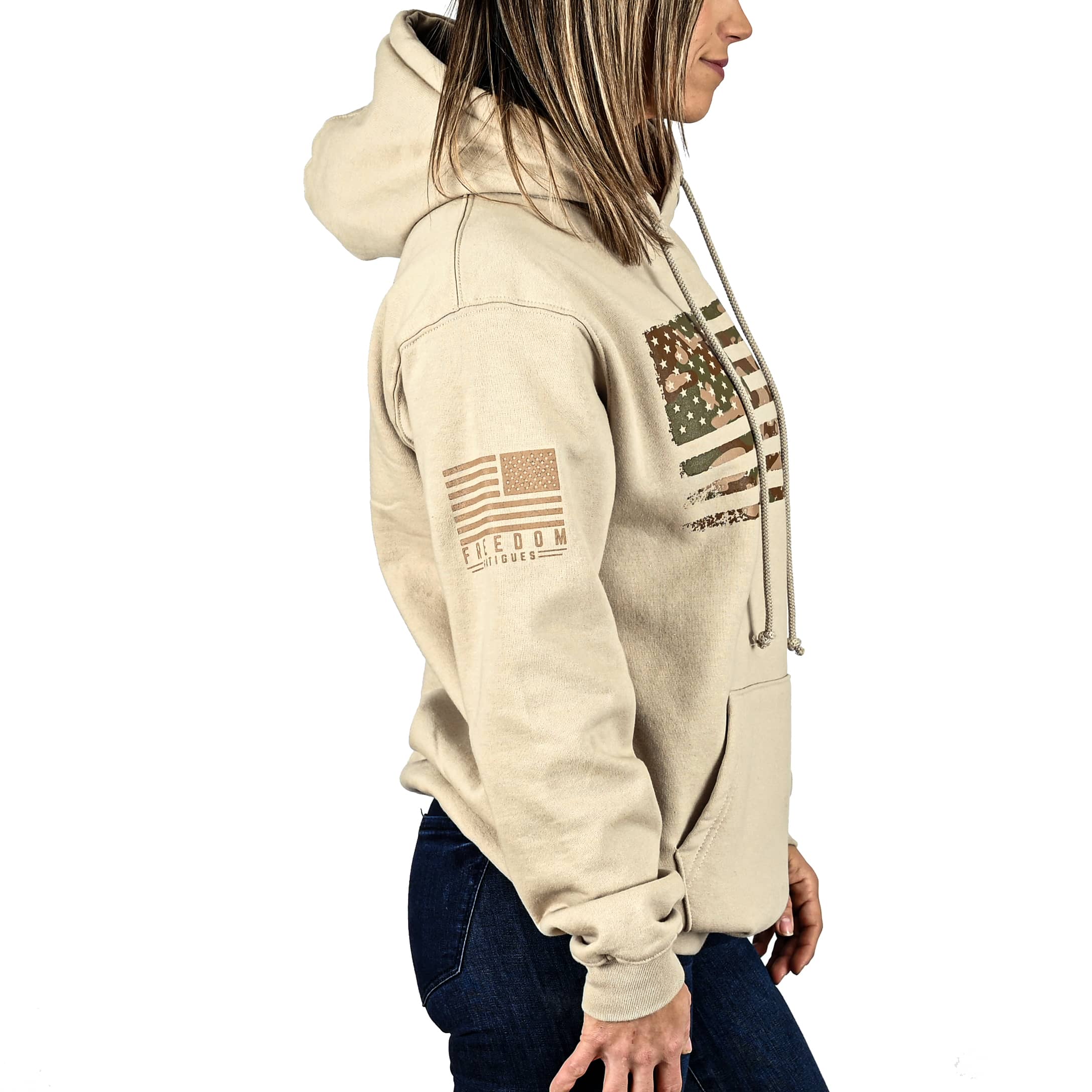 Women's Heavyweight Oversized Arid Camo Flag Hoodie - Image 3