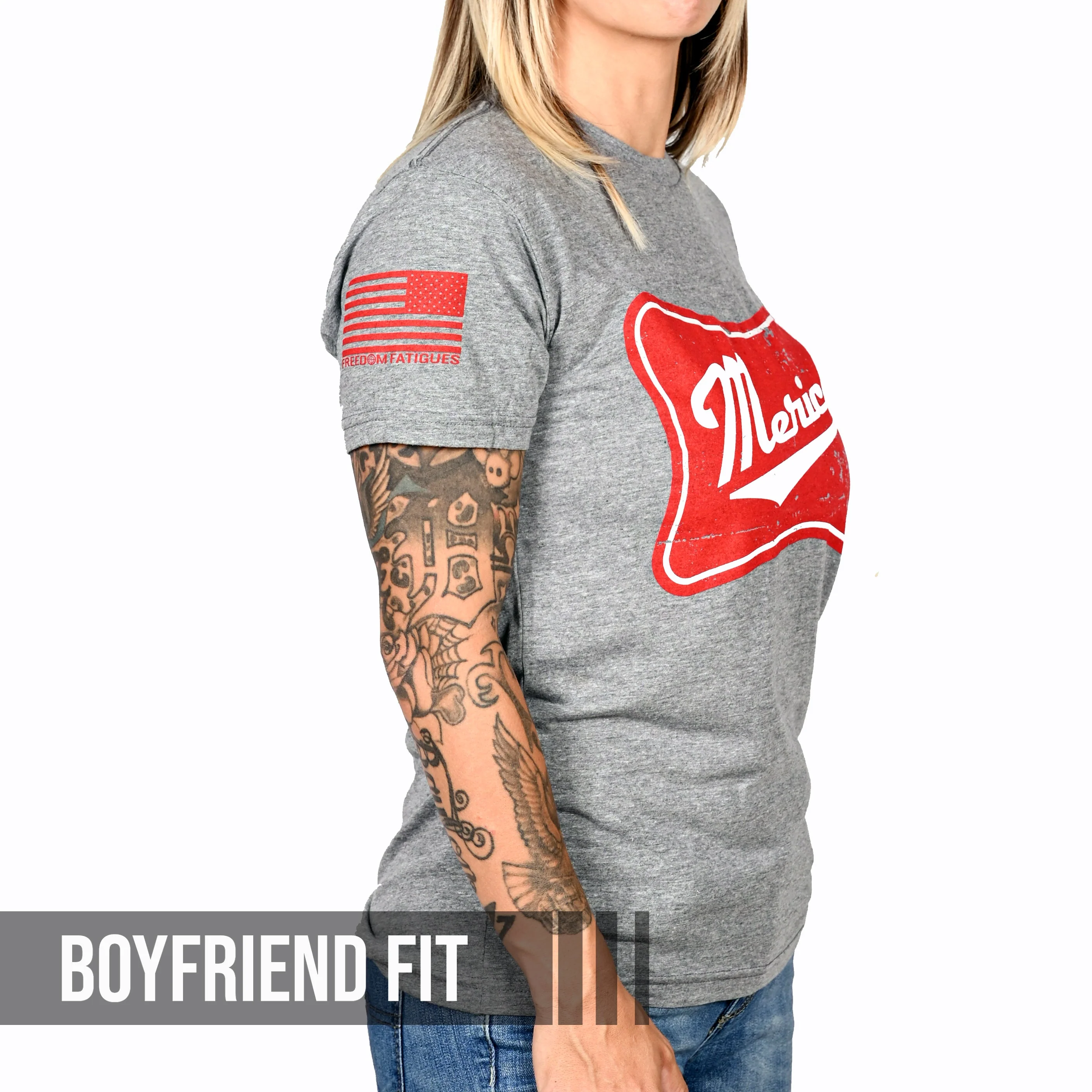 Women's 'Merica Patriotic Boyfriend Fit T-Shirt - Image 4